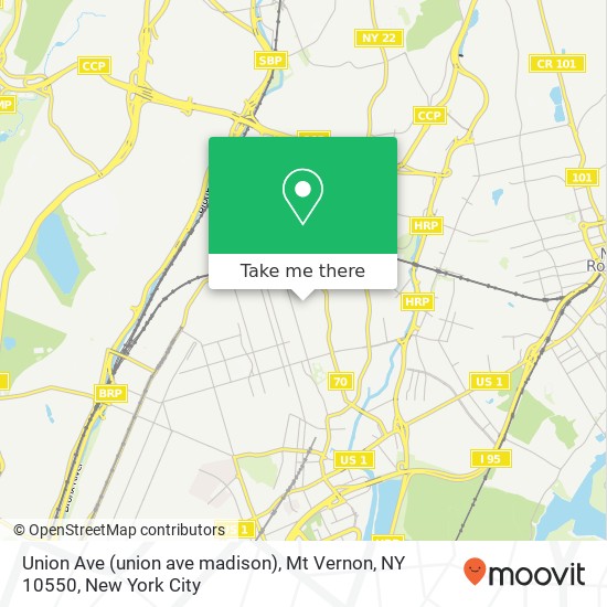 Union Ave (union ave madison), Mt Vernon, NY 10550 map