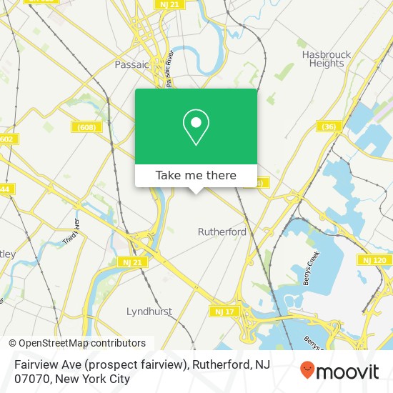 Fairview Ave (prospect fairview), Rutherford, NJ 07070 map