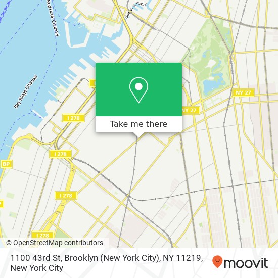 Mapa de 1100 43rd St, Brooklyn (New York City), NY 11219