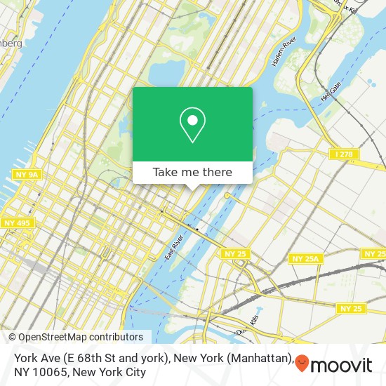 Mapa de York Ave (E 68th St and york), New York (Manhattan), NY 10065