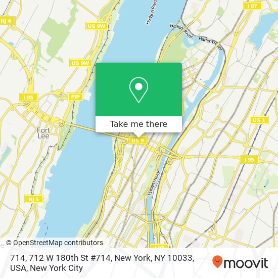 Mapa de 714, 712 W 180th St #714, New York, NY 10033, USA