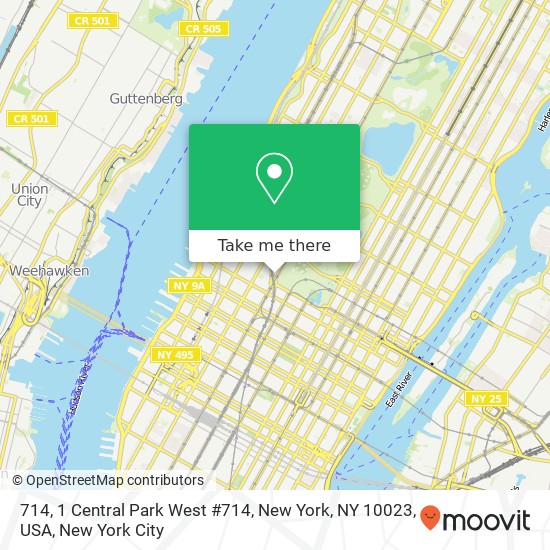 Mapa de 714, 1 Central Park West #714, New York, NY 10023, USA