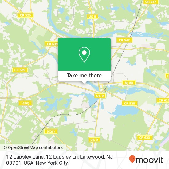 Mapa de 12 Lapsley Lane, 12 Lapsley Ln, Lakewood, NJ 08701, USA