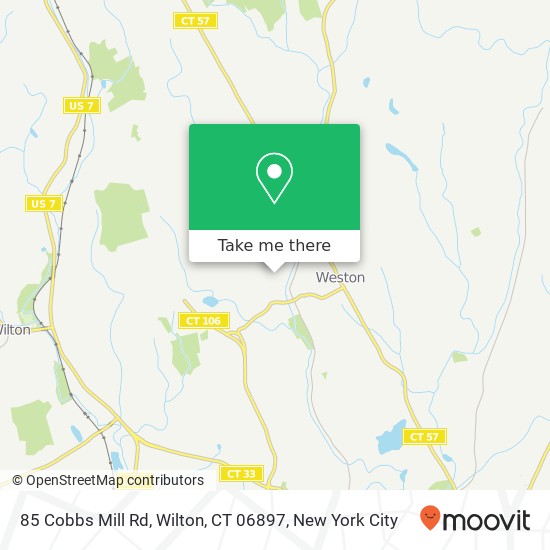 Mapa de 85 Cobbs Mill Rd, Wilton, CT 06897