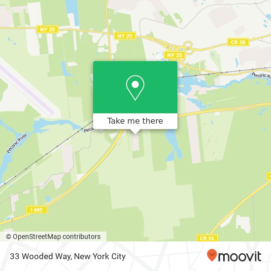 Mapa de 33 Wooded Way, Calverton, NY 11933