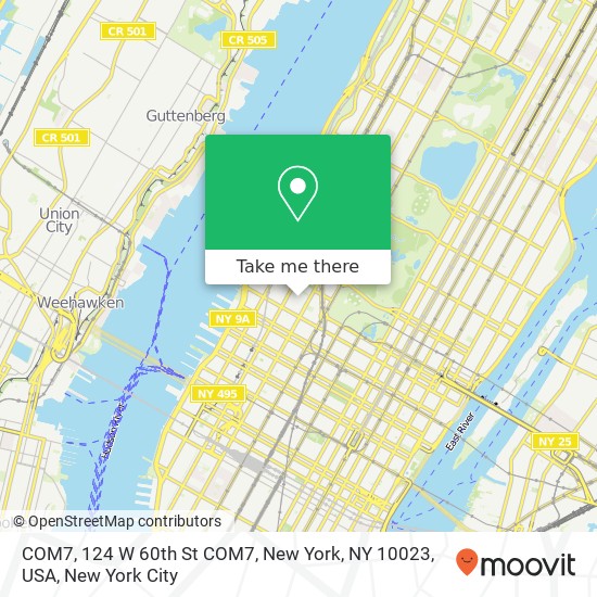 COM7, 124 W 60th St COM7, New York, NY 10023, USA map