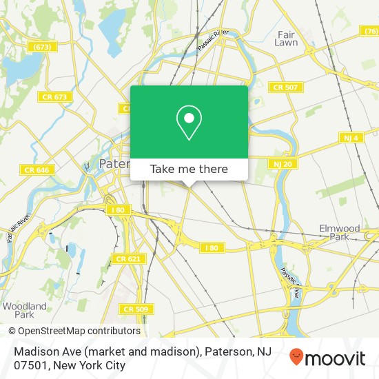 Mapa de Madison Ave (market and madison), Paterson, NJ 07501