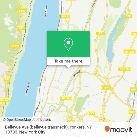 Mapa de Bellevue Ave (bellevue trausneck), Yonkers, NY 10703