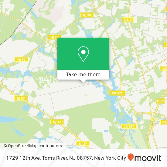 Mapa de 1729 12th Ave, Toms River, NJ 08757