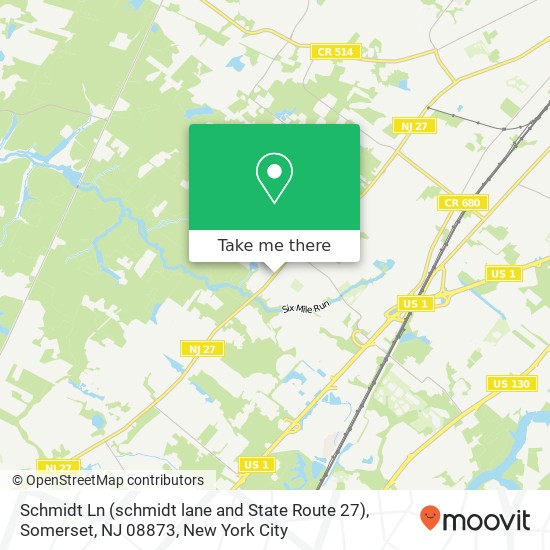 Mapa de Schmidt Ln (schmidt lane and State Route 27), Somerset, NJ 08873