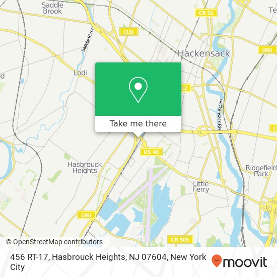 Mapa de 456 RT-17, Hasbrouck Heights, NJ 07604