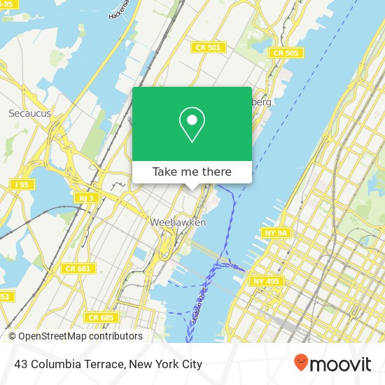 43 Columbia Terrace, 43 Columbia Terrace, Weehawken, NJ 07086, USA map