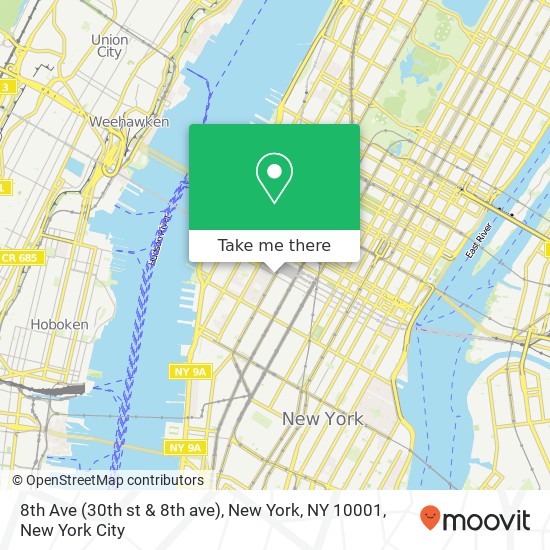 Mapa de 8th Ave (30th st & 8th ave), New York, NY 10001