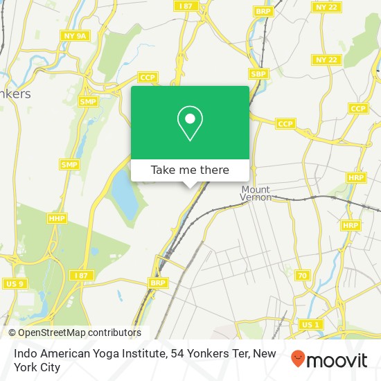 Mapa de Indo American Yoga Institute, 54 Yonkers Ter