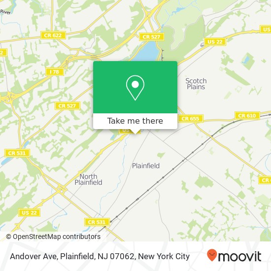 Mapa de Andover Ave, Plainfield, NJ 07062