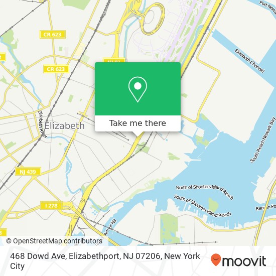 Mapa de 468 Dowd Ave, Elizabethport, NJ 07206