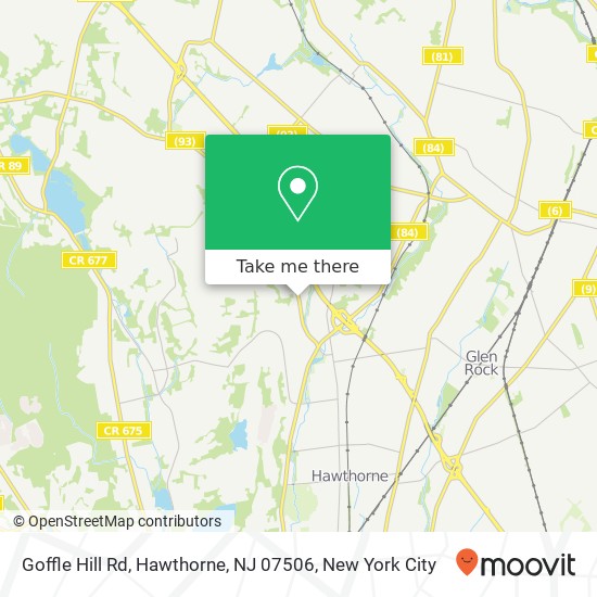 Mapa de Goffle Hill Rd, Hawthorne, NJ 07506