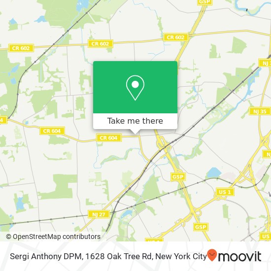 Mapa de Sergi Anthony DPM, 1628 Oak Tree Rd