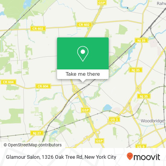 Mapa de Glamour Salon, 1326 Oak Tree Rd