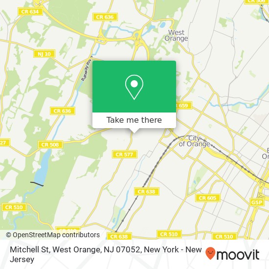 Mapa de Mitchell St, West Orange, NJ 07052