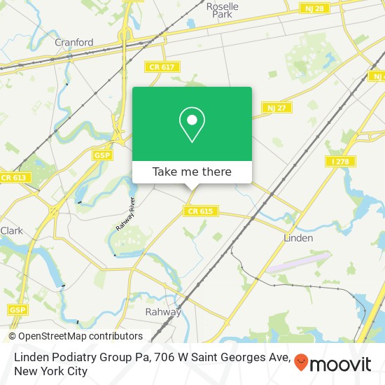 Mapa de Linden Podiatry Group Pa, 706 W Saint Georges Ave