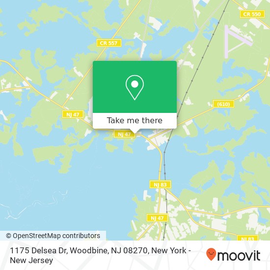Mapa de 1175 Delsea Dr, Woodbine, NJ 08270