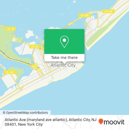 Mapa de Atlantic Ave (maryland ave atlantic), Atlantic City, NJ 08401