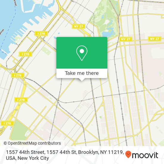 1557 44th Street, 1557 44th St, Brooklyn, NY 11219, USA map