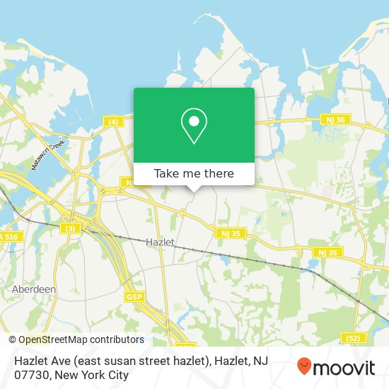 Mapa de Hazlet Ave (east susan street hazlet), Hazlet, NJ 07730
