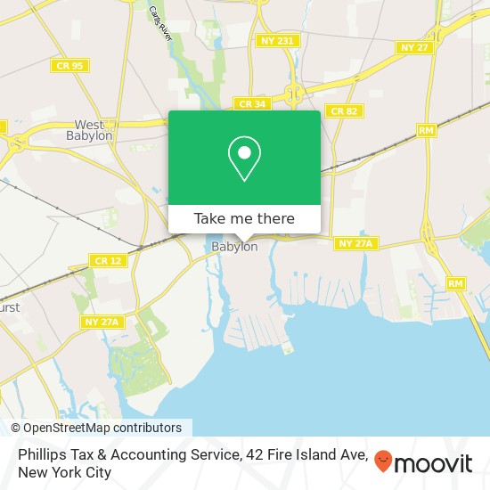 Mapa de Phillips Tax & Accounting Service, 42 Fire Island Ave