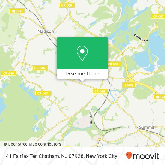 Mapa de 41 Fairfax Ter, Chatham, NJ 07928