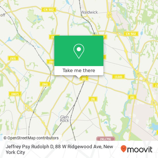 Mapa de Jeffrey Psy Rudolph D, 88 W Ridgewood Ave