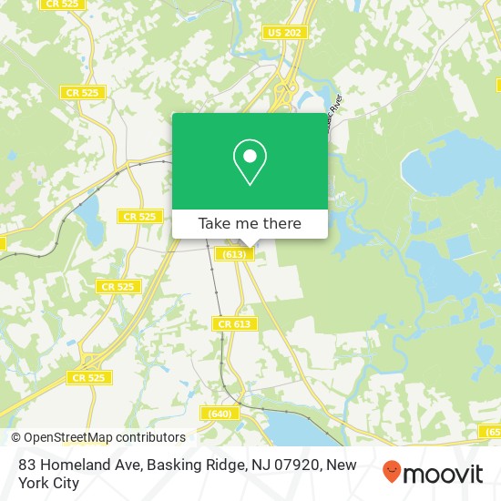 Mapa de 83 Homeland Ave, Basking Ridge, NJ 07920