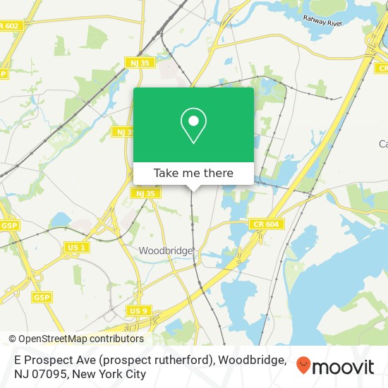 Mapa de E Prospect Ave (prospect rutherford), Woodbridge, NJ 07095