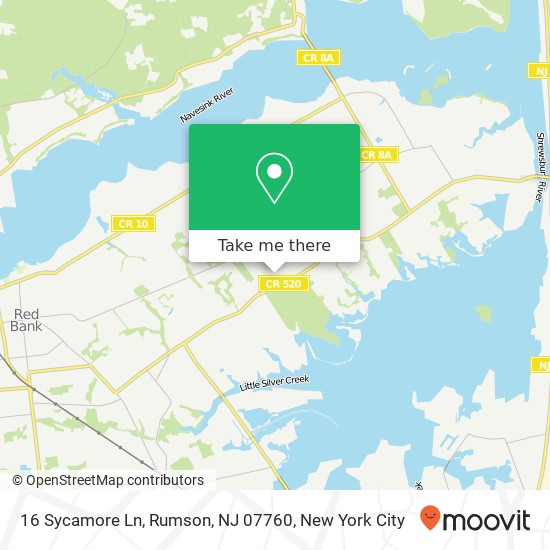Mapa de 16 Sycamore Ln, Rumson, NJ 07760