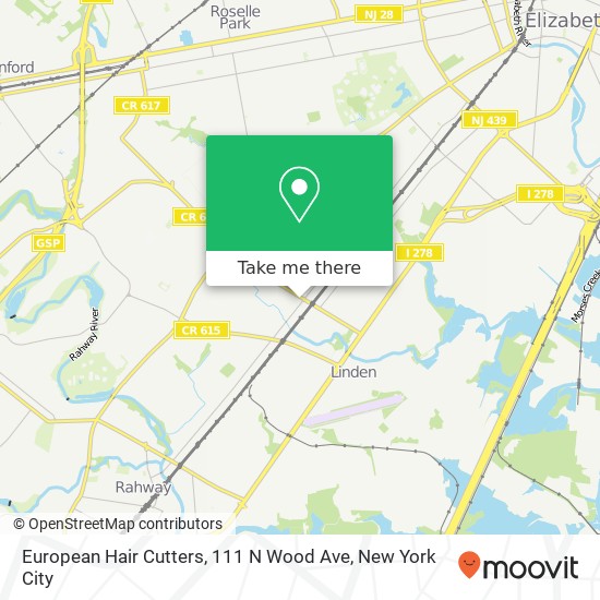 Mapa de European Hair Cutters, 111 N Wood Ave