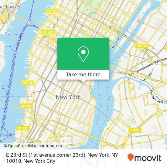 E 23rd St (1st avenue corner 23rd), New York, NY 10010 map