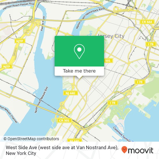 Mapa de West Side Ave (west side ave at Van Nostrand Ave), Jersey City, NJ 07305