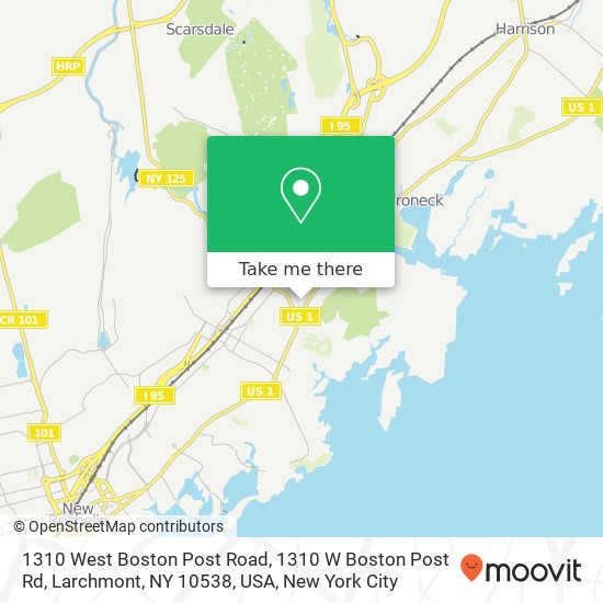 Mapa de 1310 West Boston Post Road, 1310 W Boston Post Rd, Larchmont, NY 10538, USA