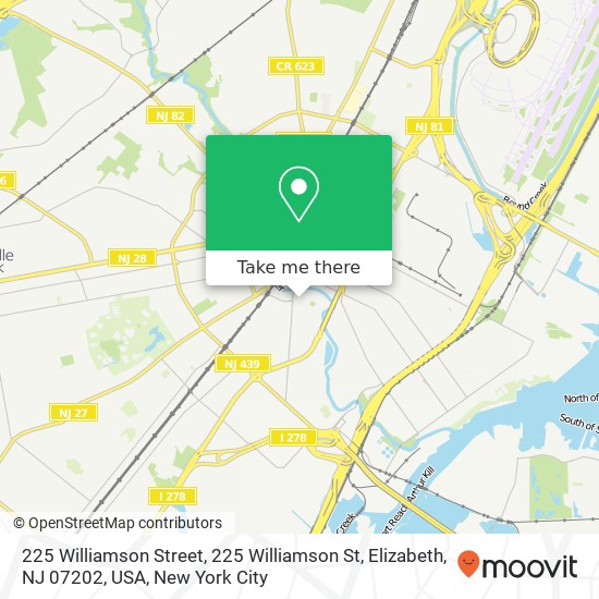 225 Williamson Street, 225 Williamson St, Elizabeth, NJ 07202, USA map