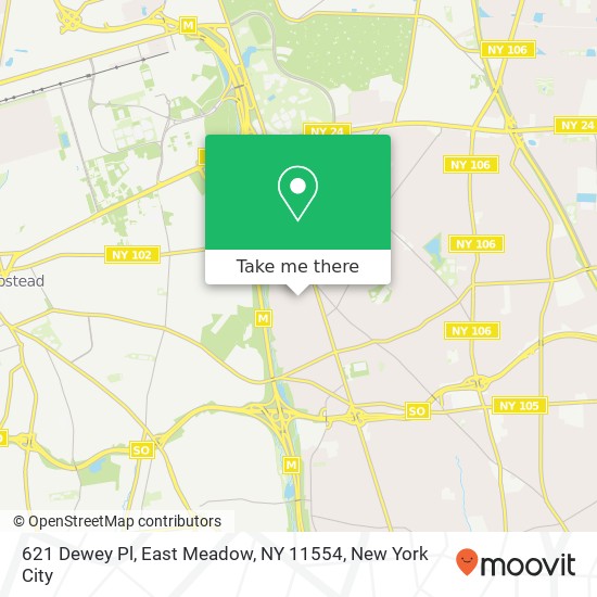 Mapa de 621 Dewey Pl, East Meadow, NY 11554