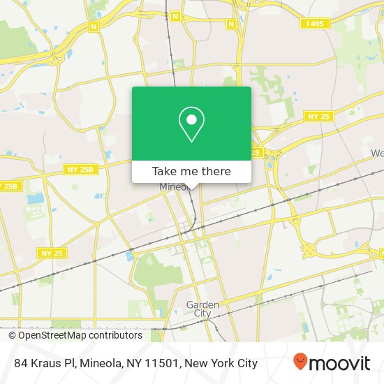 Mapa de 84 Kraus Pl, Mineola, NY 11501
