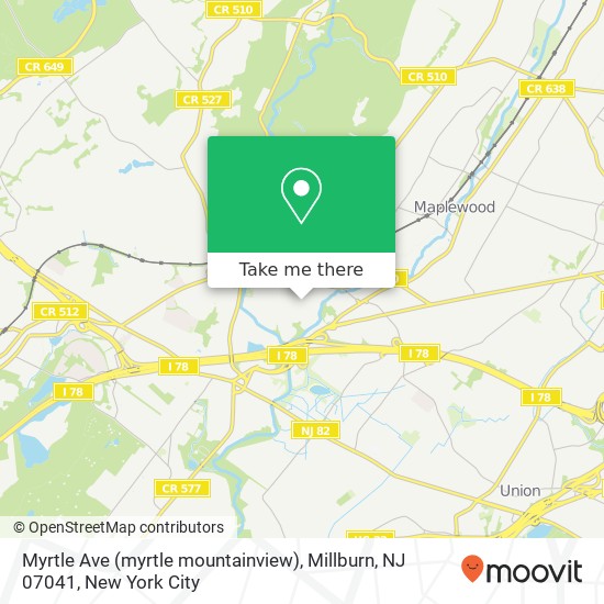 Myrtle Ave (myrtle mountainview), Millburn, NJ 07041 map