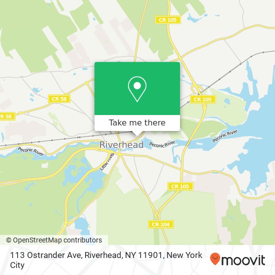 Mapa de 113 Ostrander Ave, Riverhead, NY 11901