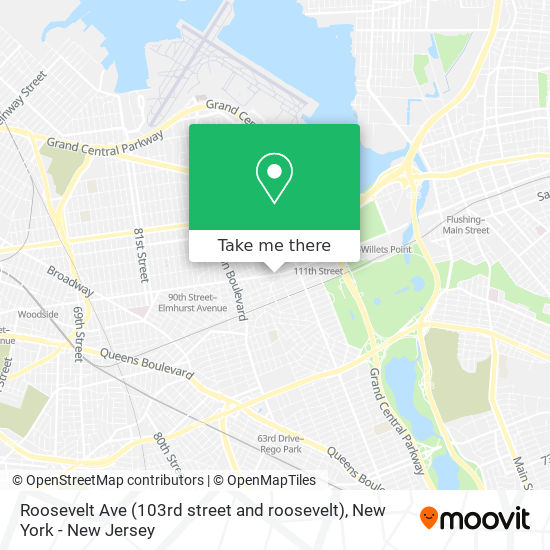 Roosevelt Ave (103rd street and roosevelt) map