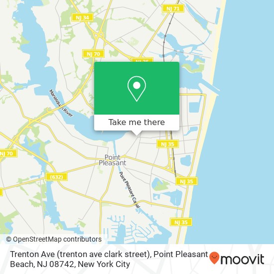 Mapa de Trenton Ave (trenton ave clark street), Point Pleasant Beach, NJ 08742