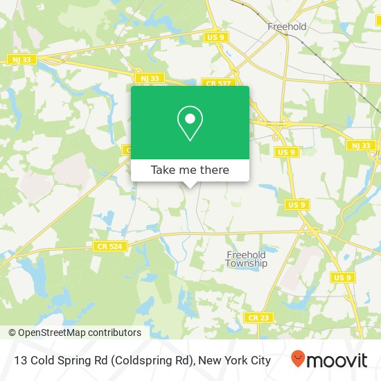 Mapa de 13 Cold Spring Rd (Coldspring Rd), Freehold, NJ 07728