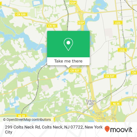 Mapa de 299 Colts Neck Rd, Colts Neck, NJ 07722