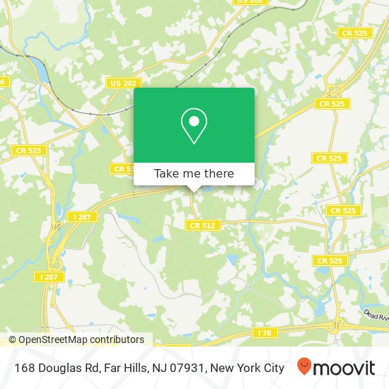 Mapa de 168 Douglas Rd, Far Hills, NJ 07931