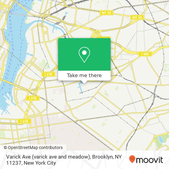 Mapa de Varick Ave (varick ave and meadow), Brooklyn, NY 11237